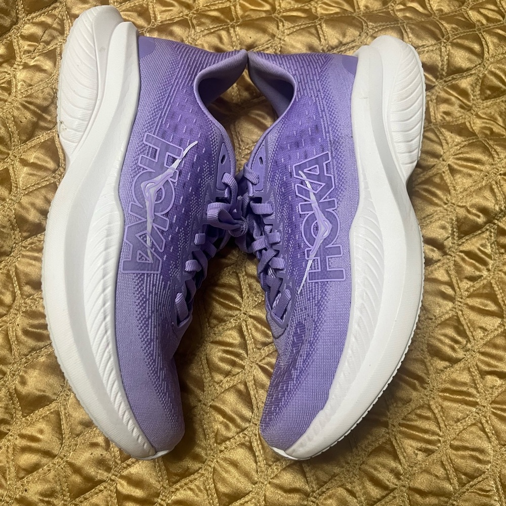 Hoka Lavender and White Athletic Sneakers